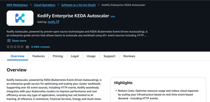 Kedify on AWS Marketplace