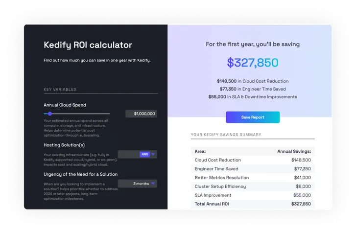 Kedify ROI Calculator Preview