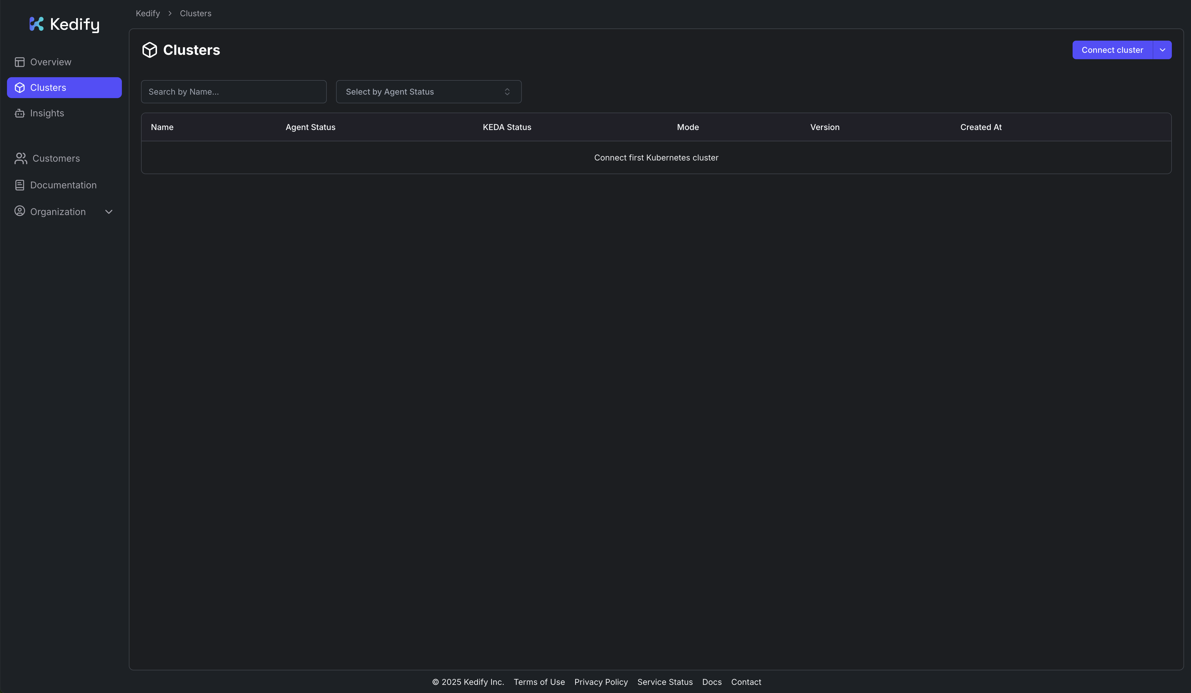 Kedify Service Cluster View