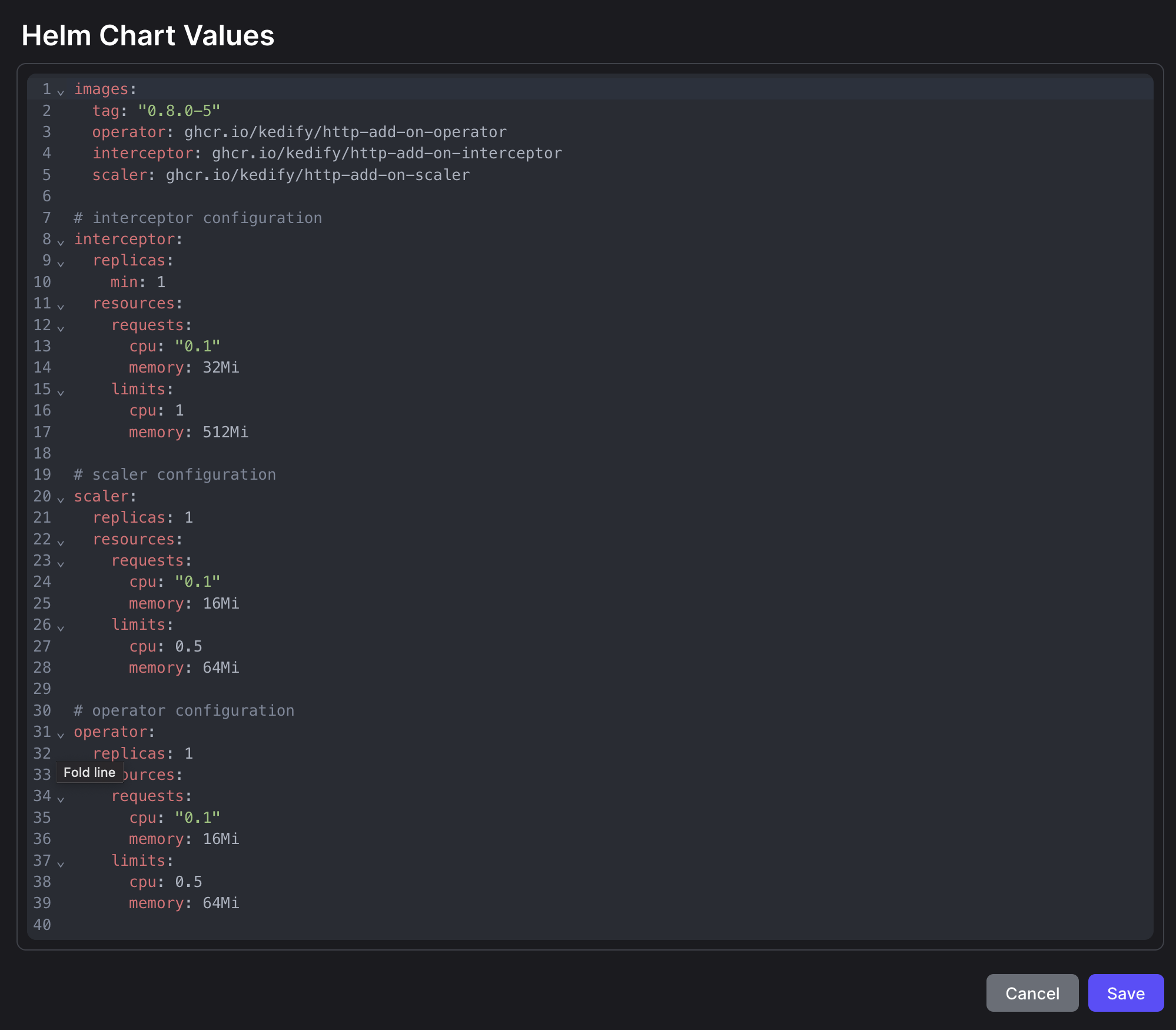 HTTP Scaler Advanced Helm Chart Values