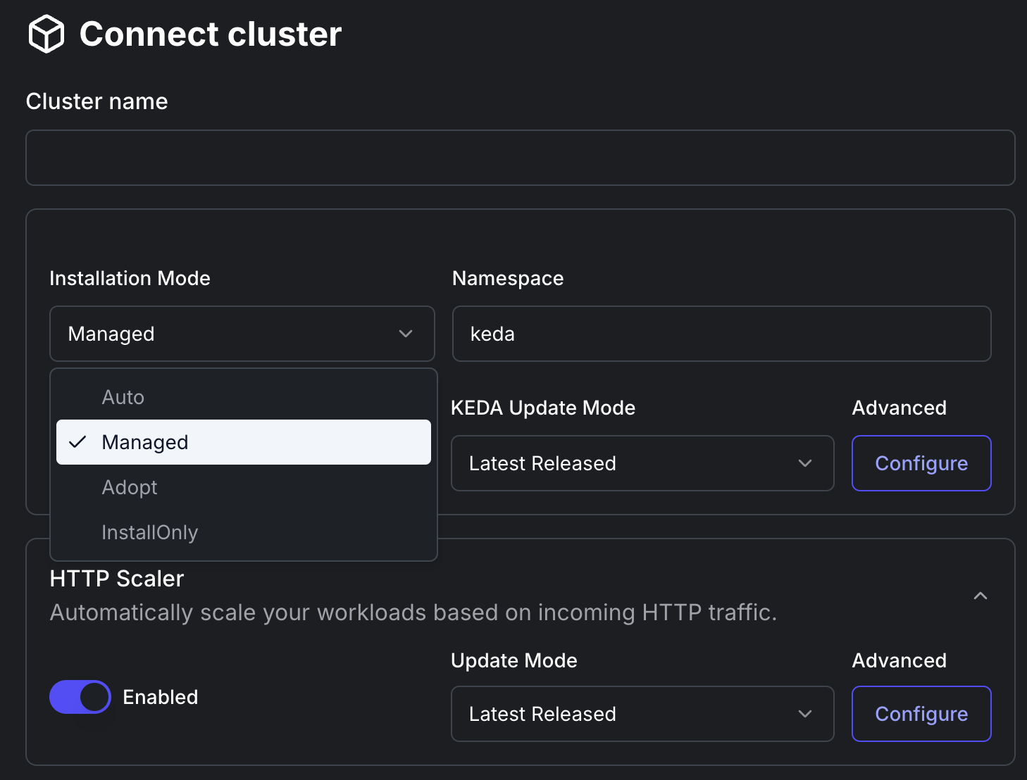 Cluster Name and Mode